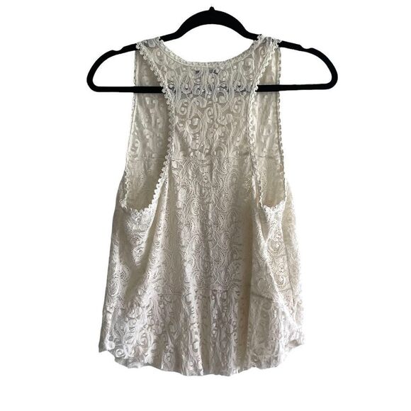 AMERICAN EAGLE OUTFITTERS Boho Sleeveless Lace Tank Top Blouse Cream S - Picture 3 of 5